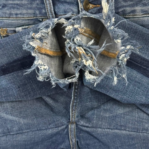 Pistola Audrey Side Stripe Distressed Skinny Blue Jeans High Rise Frayed Hem 24 - Picture 14 of 16